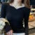 Slim V-neck Bottoming Sweater Autumn Winter for Pullovers Long Sleeve Knit Warm Office Sweater