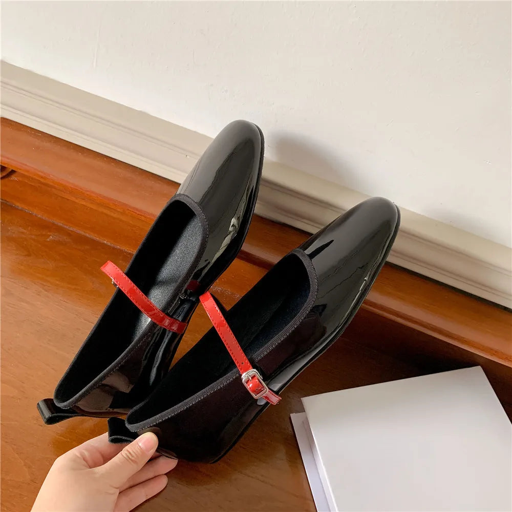 Brand Woman Mary Jane Shoes Genuine Leather Flats Heels Buckles Comfort Shoes Female Spring Summer Shoes Flats