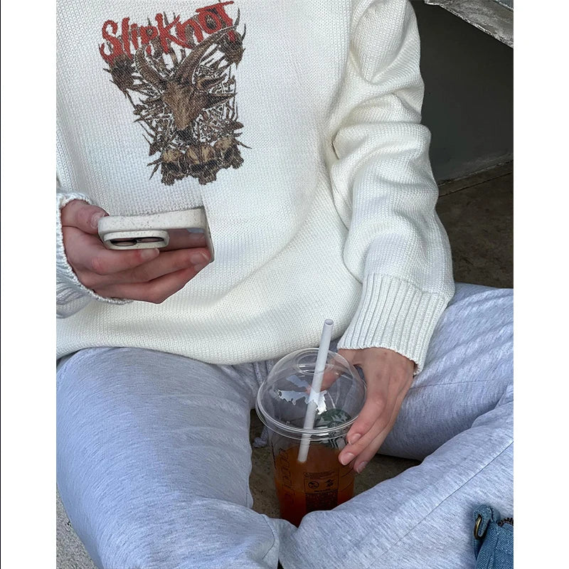 New Printed ’s and ’s Sweater Europe and the United States Street Knitting Sweater