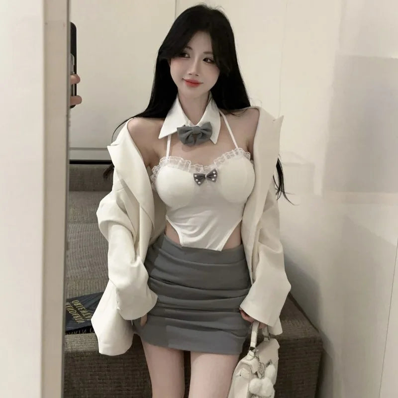 Party Mini Dresses Sleeveless Lace Patchwork Hollow Out Bandage Backless Slim Dress Clubwear