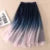Gradient Tulle Midi Skirt Mesh Pleated Skirts Summer Korean High Waist All Match a Line Skirt