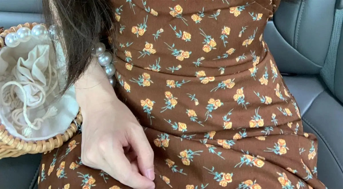 Flying Sleeve Dresses Print Ruffles Sweet Spring Summer Long Dress French Style Vestidos Mujer