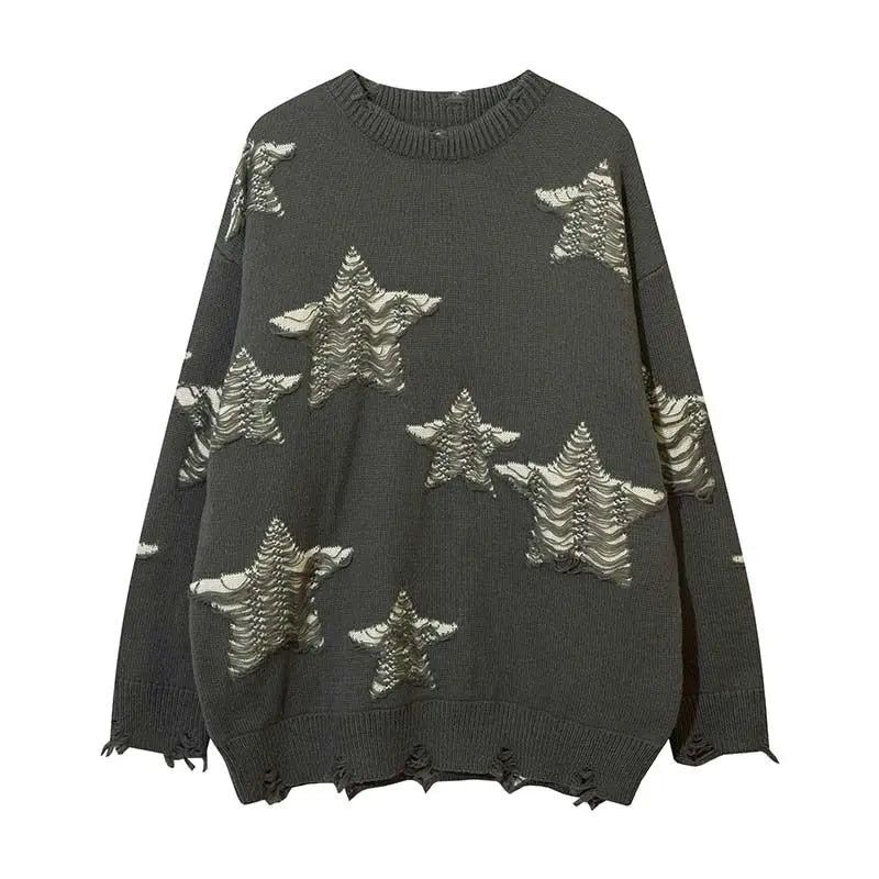 Star Hollow Out Sweater Autumn Winter Oversized Harajuku Pullover Punk Grunge Goth Hip Hop Tops Clothes