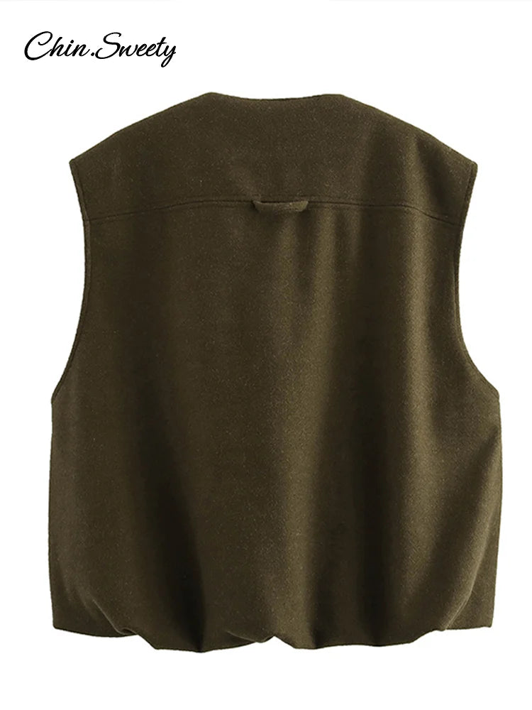 Street Zipper Waistcoat for Zipper O-neck Sleeveless Thick Warm Vest Top Female Spring Lady All-matching Outwear New