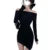 Y2k Dress Color Off Shoulder Long Sleeve Asymmetrical Hem Bodycon Mini Dress Going Out Club Party Dresses