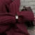 Lazy Loose Knit Burgundy Red Pant Set With Scarf Long Sleeve V-neck Jumper Wide Leg Full-length Pants Suit Lady Outfits
