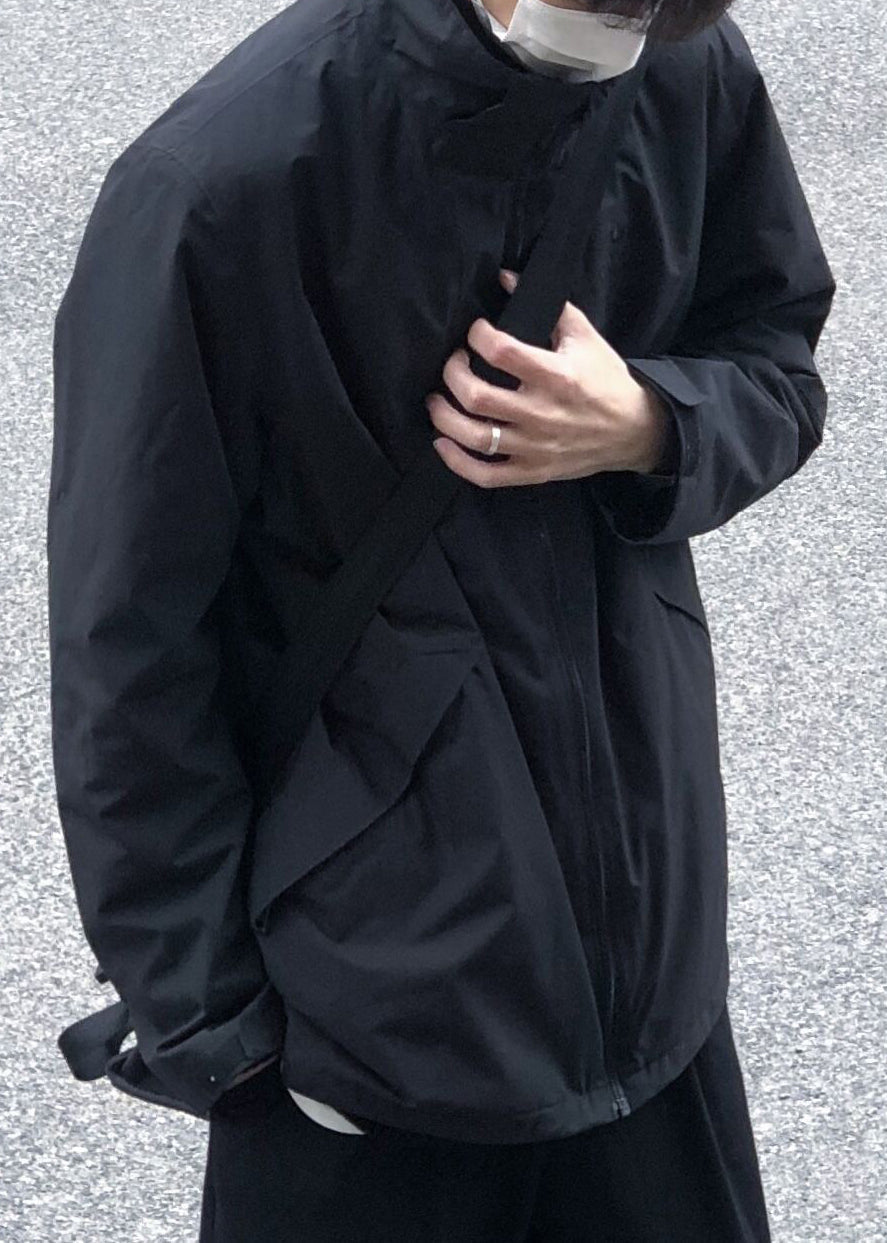 Up Coat Zip Spring Simple Cotton Collar Stand Black