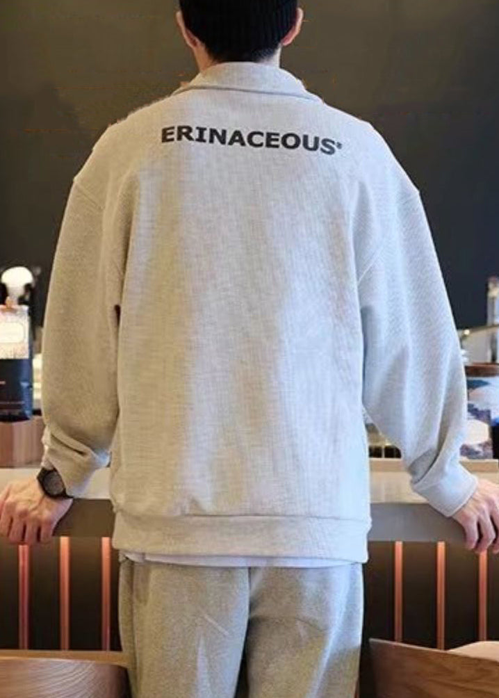 Sweatshirts Tc015 Spring Peter Collar Grey Simple Letter Cotton Pan