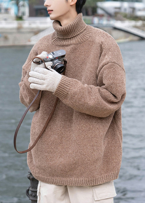 Simple Grey Turtleneck Cozy Knit Sweaters Pullover Winter Rj040