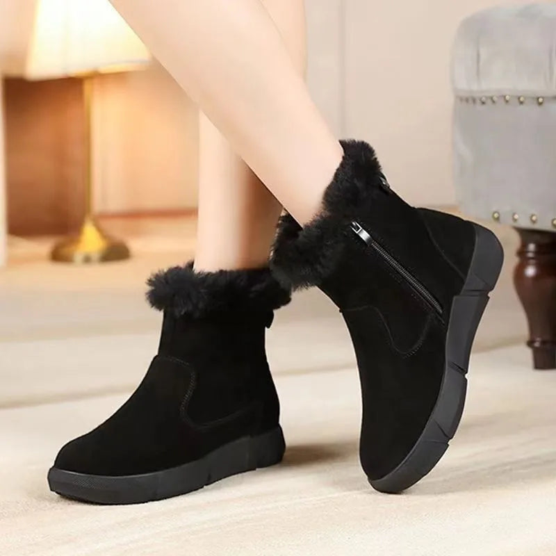 Fur Winter Suede Wool Warm Non-slip Booties Snow Boot
