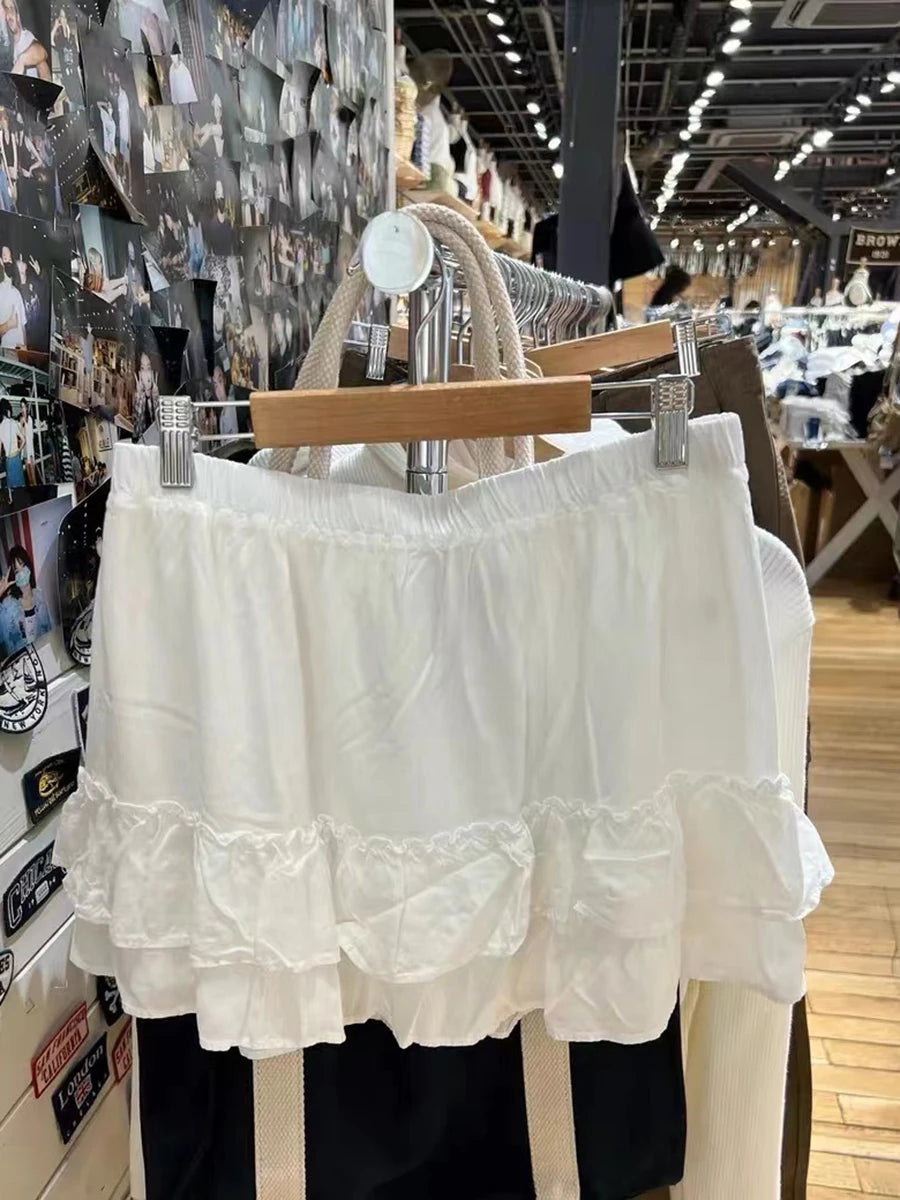 Dressbetty - Color Drawstring Fold High Waist Mini Skirt