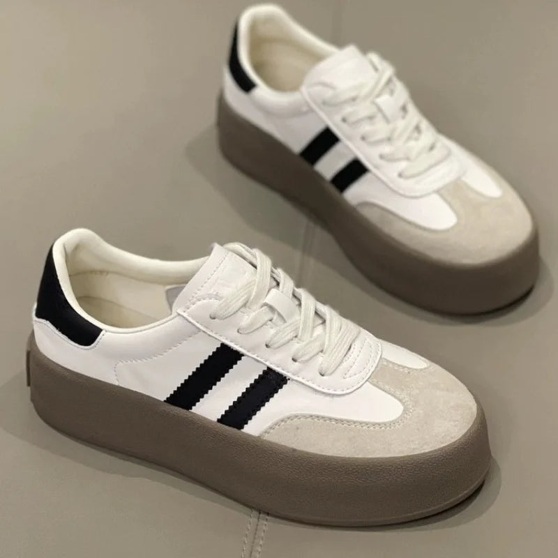 Sports Shoes Thick Sole Board Shoes New Cowhide Everything Soft Sole Inside Increase De Training Shoes