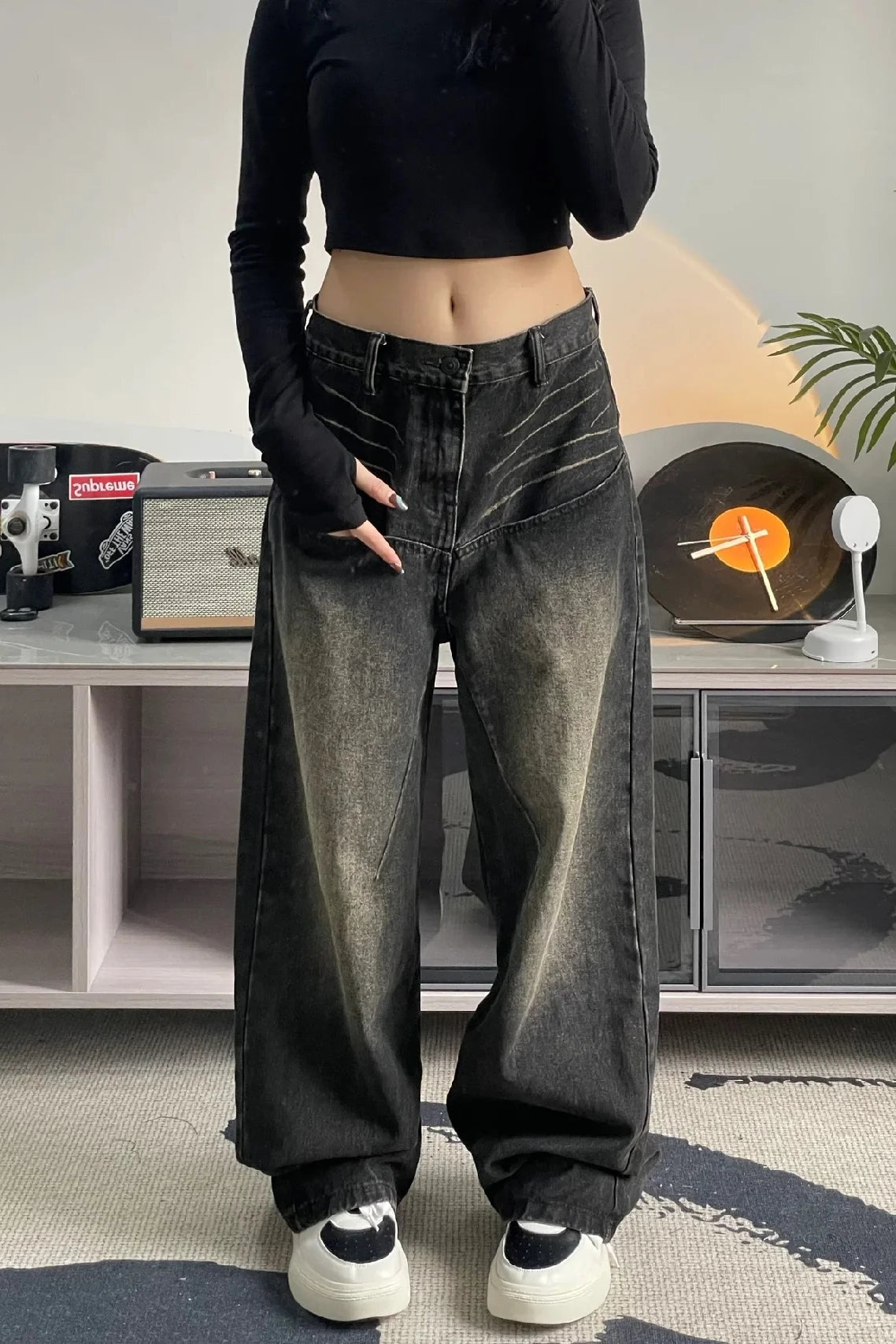 High Street Spicy Straight Tube Wide Leg Long Pants