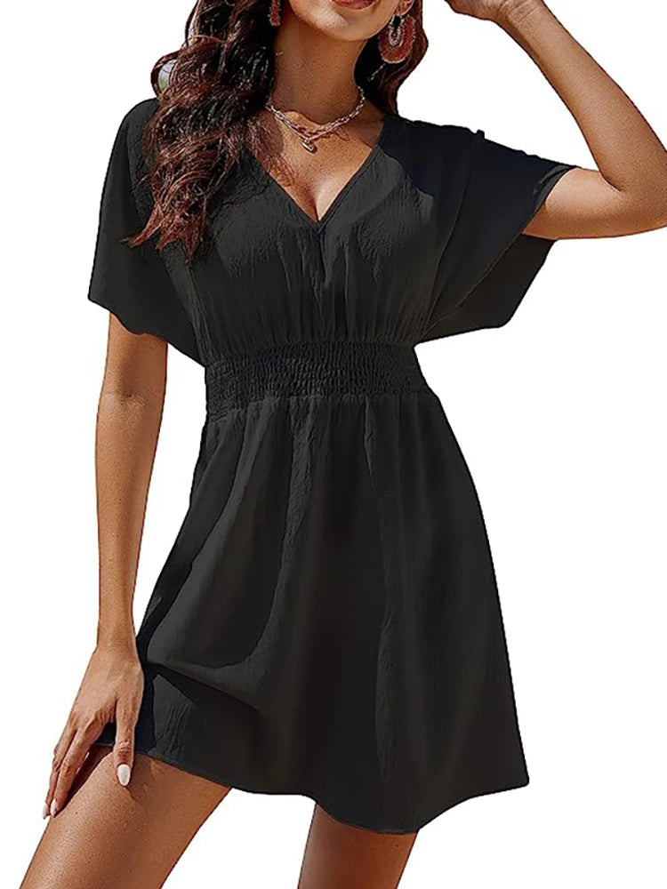 Loose White Beach Dress Mini Dress