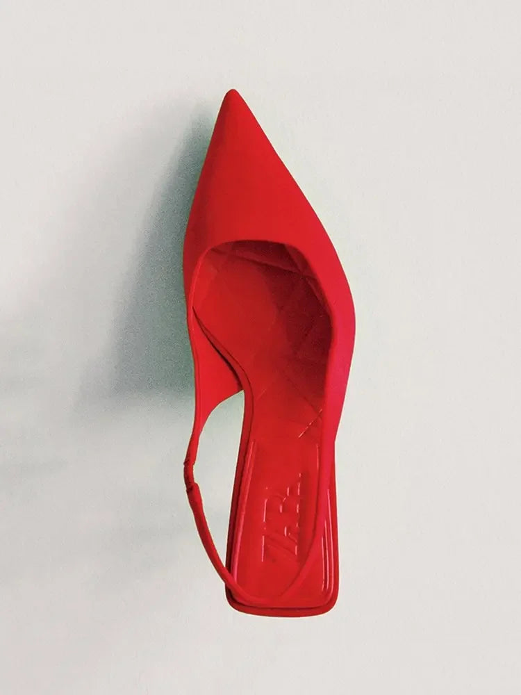 Summer Autumn Color Banquet Pointed Toe Comfortable Slip-on Shoes Low Heel Pumps