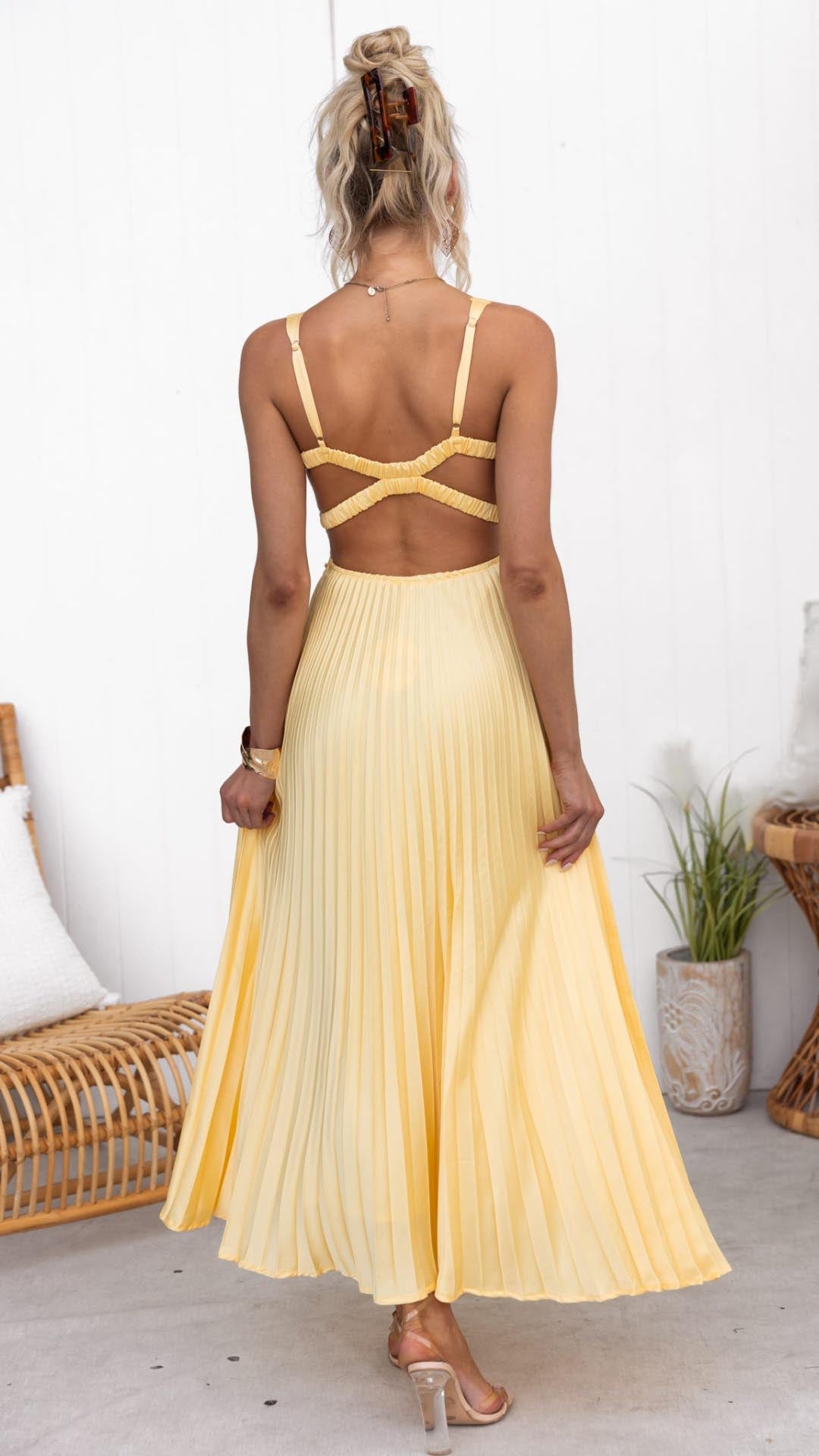 Cherry - Pleated Maxi Dress
