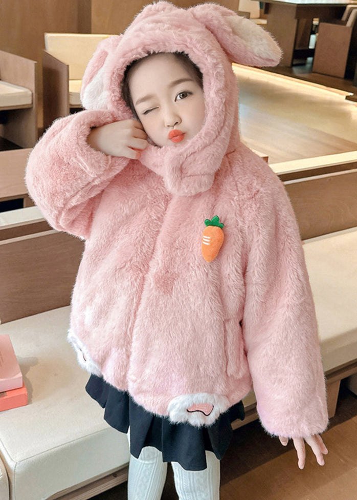 Unique Pink Carrot Mink Velvet Thick Hoodie Coat Winter Wl030