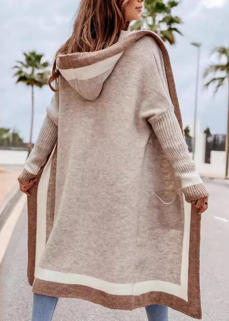 Unique Rose Hooded Pockets Knit Cardigans Fall Qy005