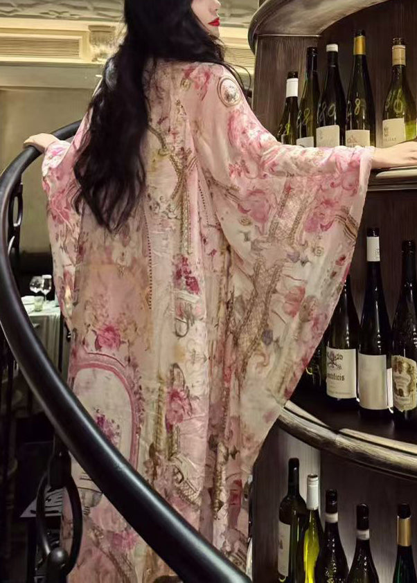Vacation Style New Print Long Dress Batwing Sleeve Zl043
