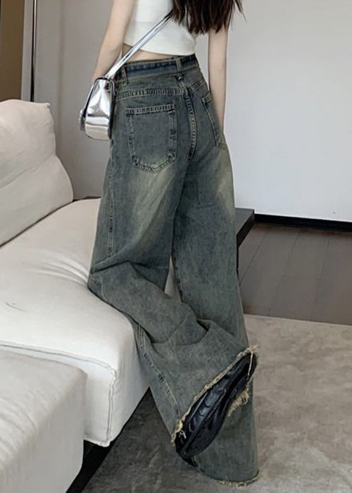 Lace Pants Blue Pockets Up Spring Denim