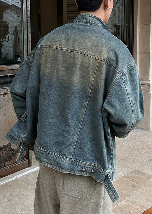 Denim Coat Tc048 Zip Blue Spring Pockets Up