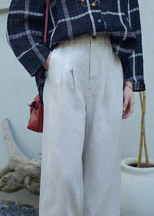 Grey Oversized Pockets Linen Harem Pants Spring Oo021