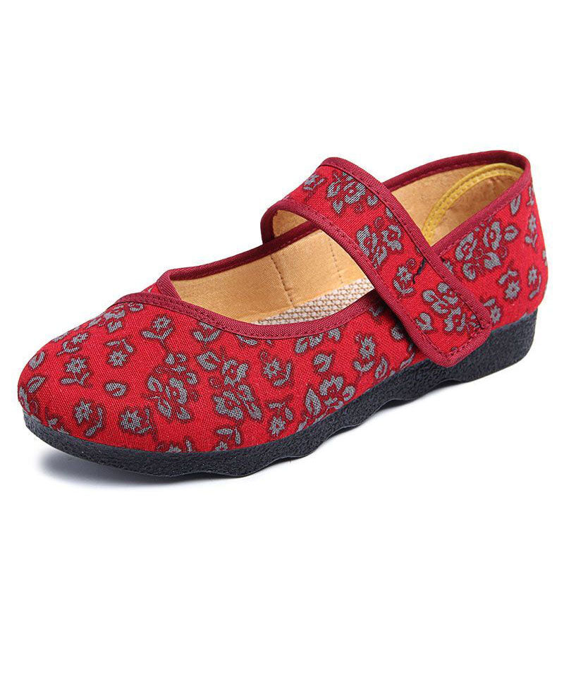 Print Cotton Fabric Flat Shoes for Buckle Strap Flat Shoes for Ly0202