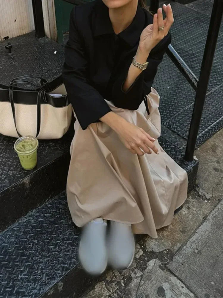 Lapel Long Cropped Black Lace Short Street Cropped Coat