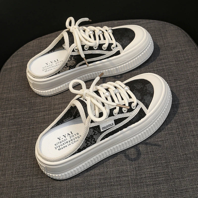Mules Woman Slippers Summer Outdoor Walking Slides Shoes Sandals With Strap Black Outside Unique Style Sneakers