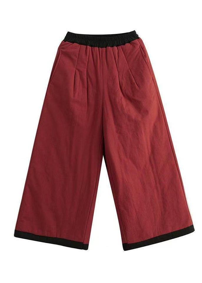 Orange Pockets Thick Warm Fine Cotton Filled Pants Winter Ru025
