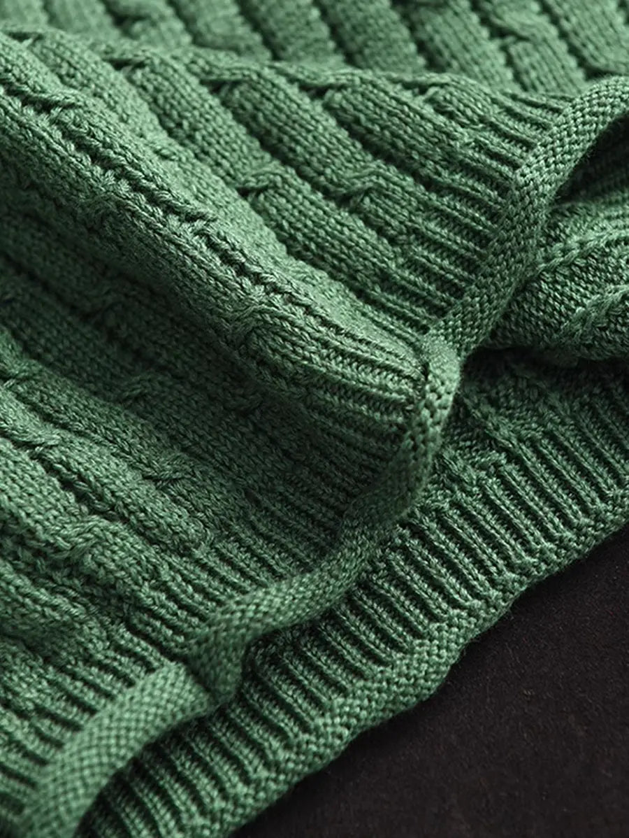Spliced Knitted Turtleneck Sweater