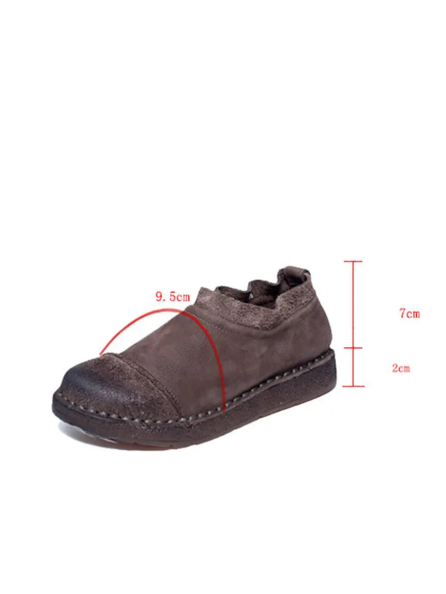 Pure Color Leather Flat Shoes F4195