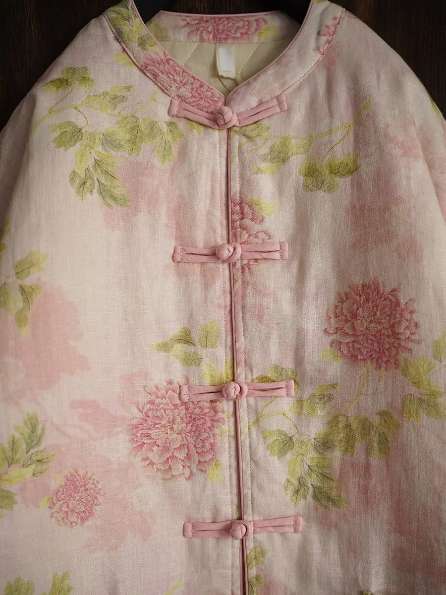 Flower Pink Linen Coat