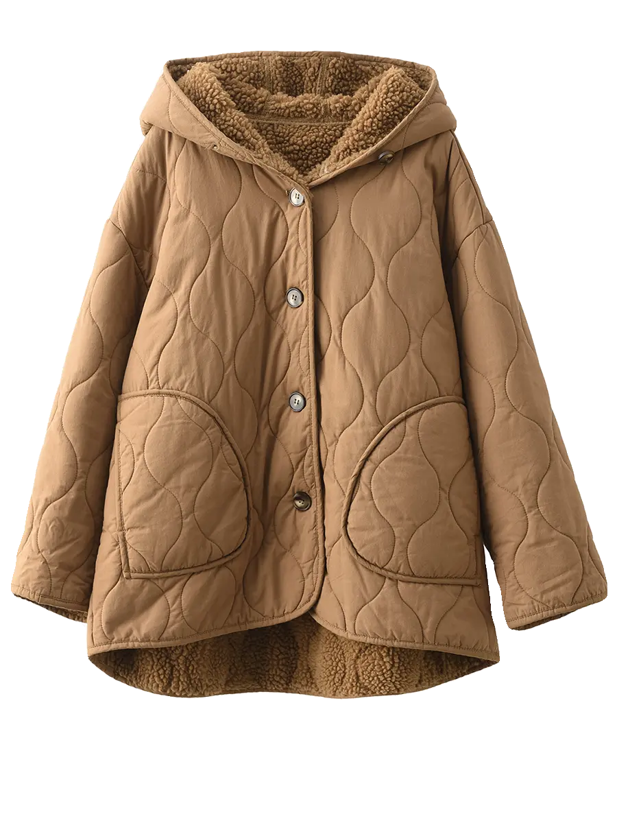 Fleece-lined Cotton Hooded Coat