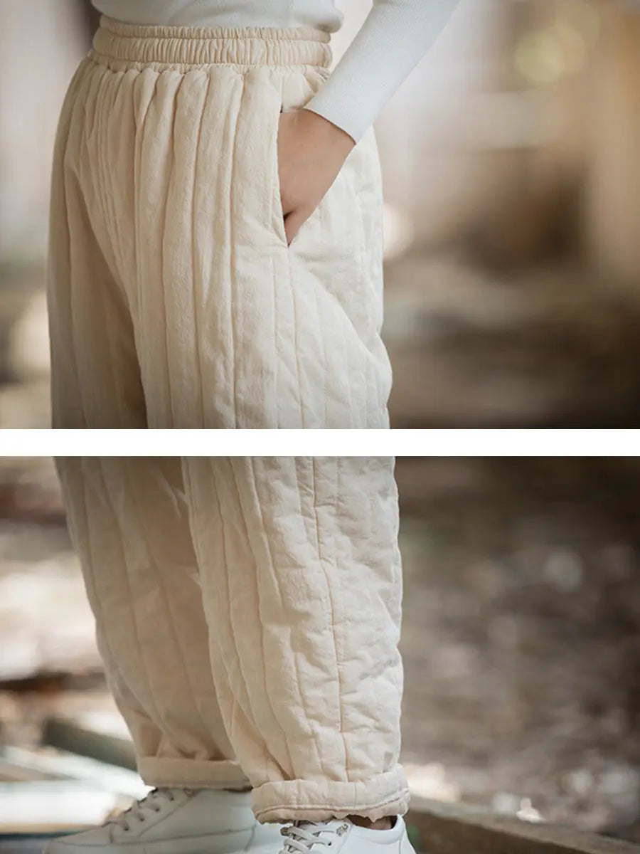Stitching Padded Harem Pants