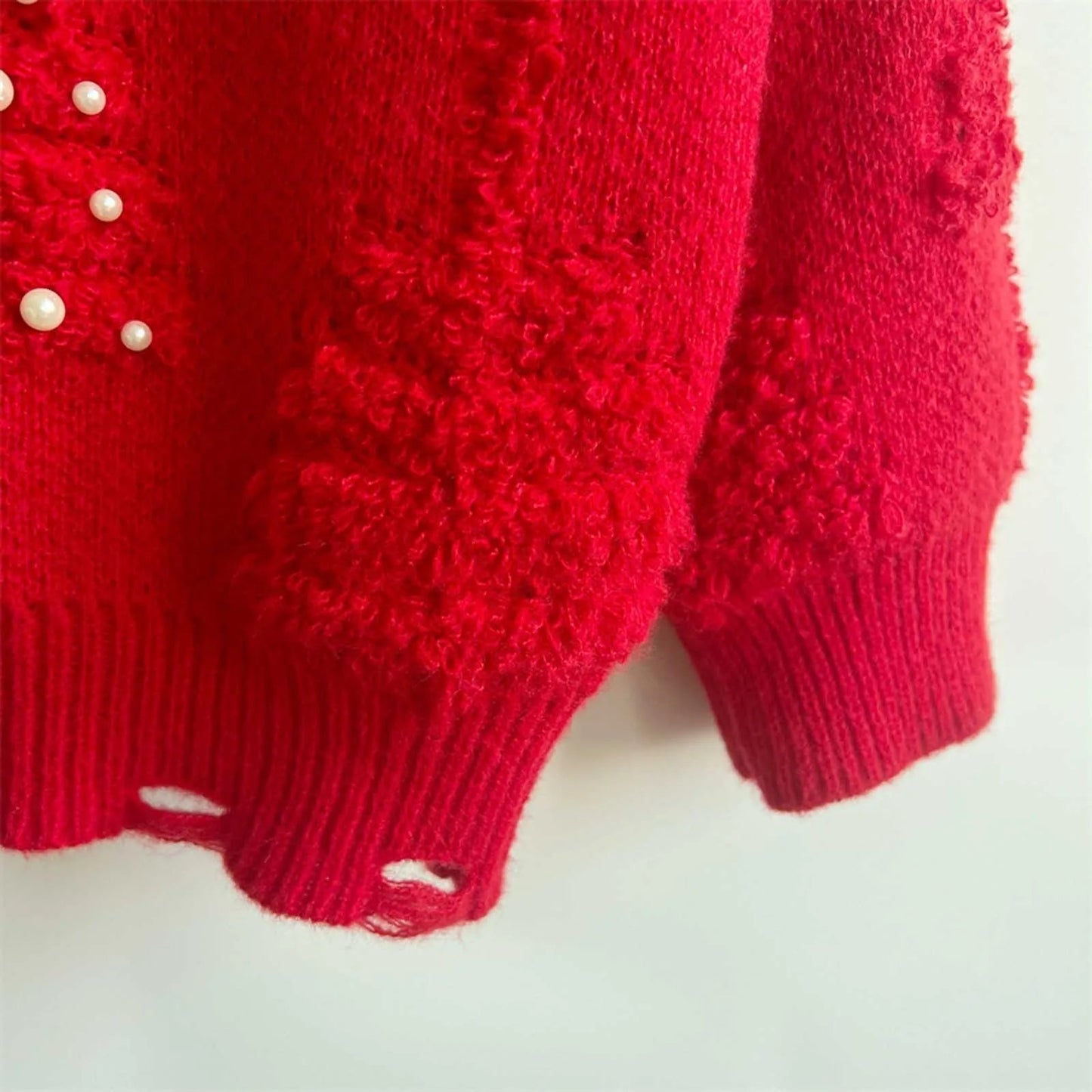 O-neck Lantern Sleeve Loose Knitted Christmas Sweater