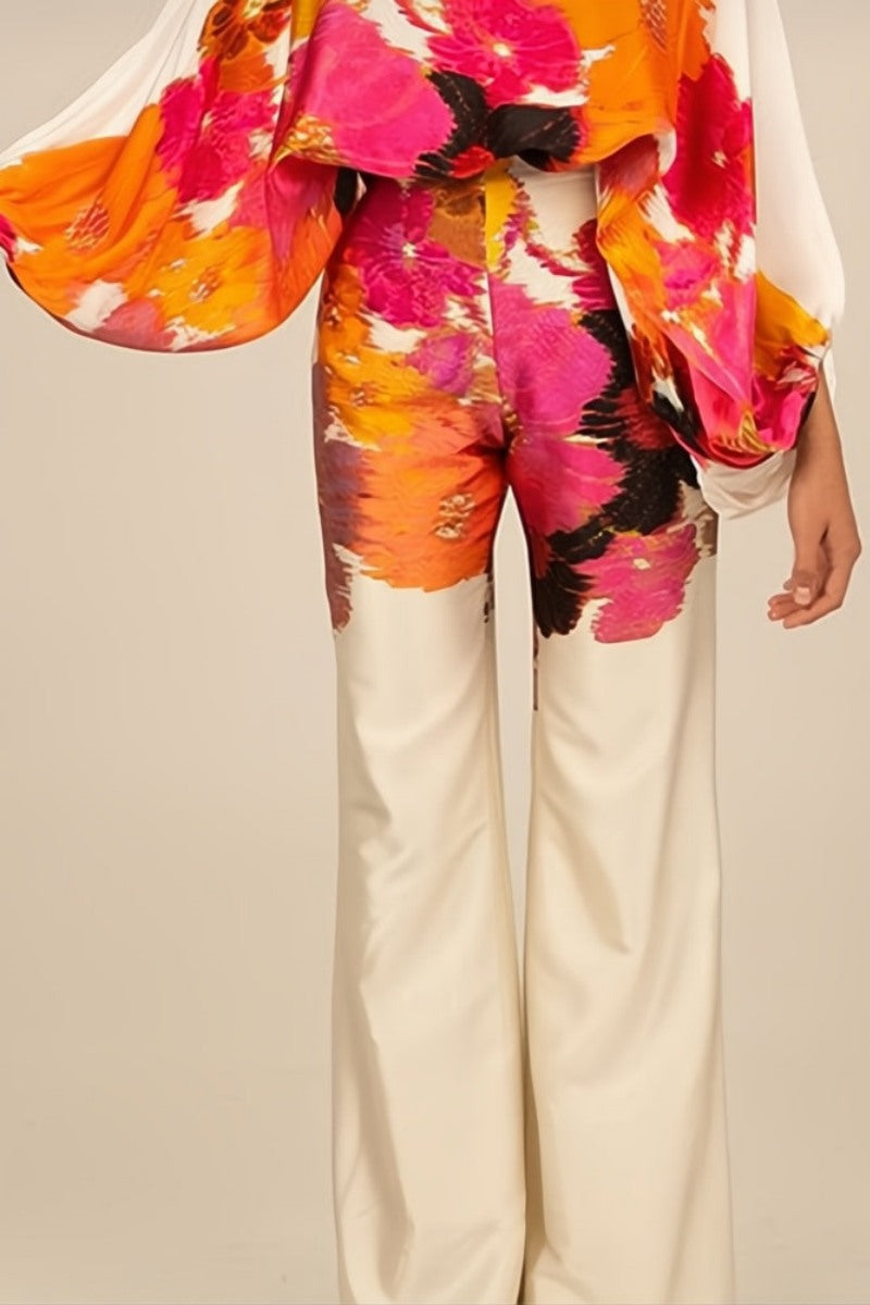 Abstract Waves Two-piece Set - Orange