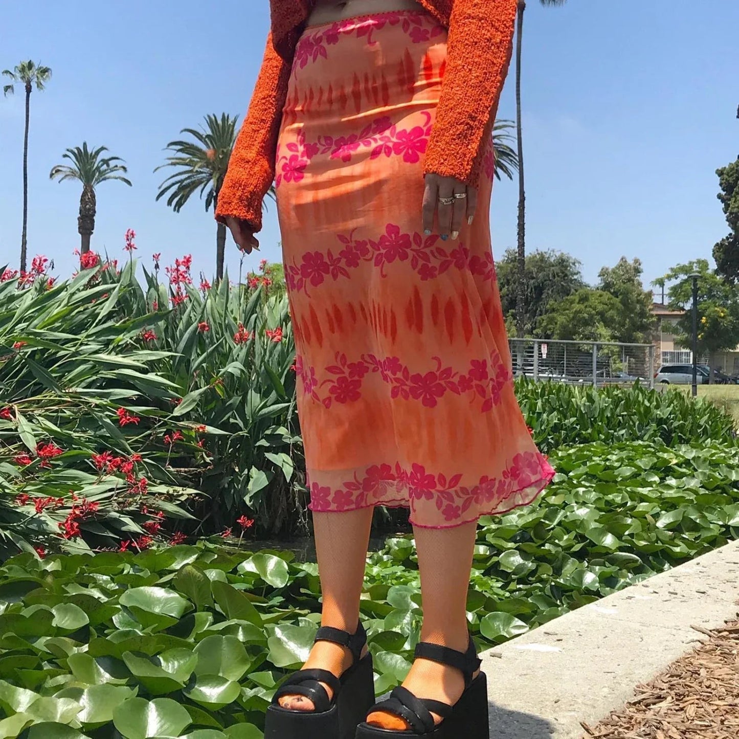 Aesthetic Printed Skirt Bright Beach Skirt