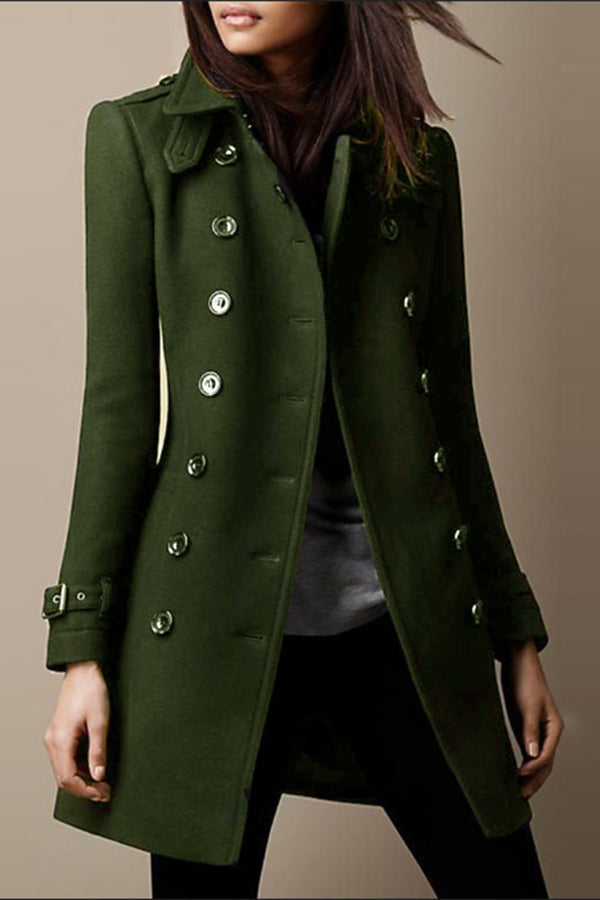 Lapel Long Sleeve Button Coat