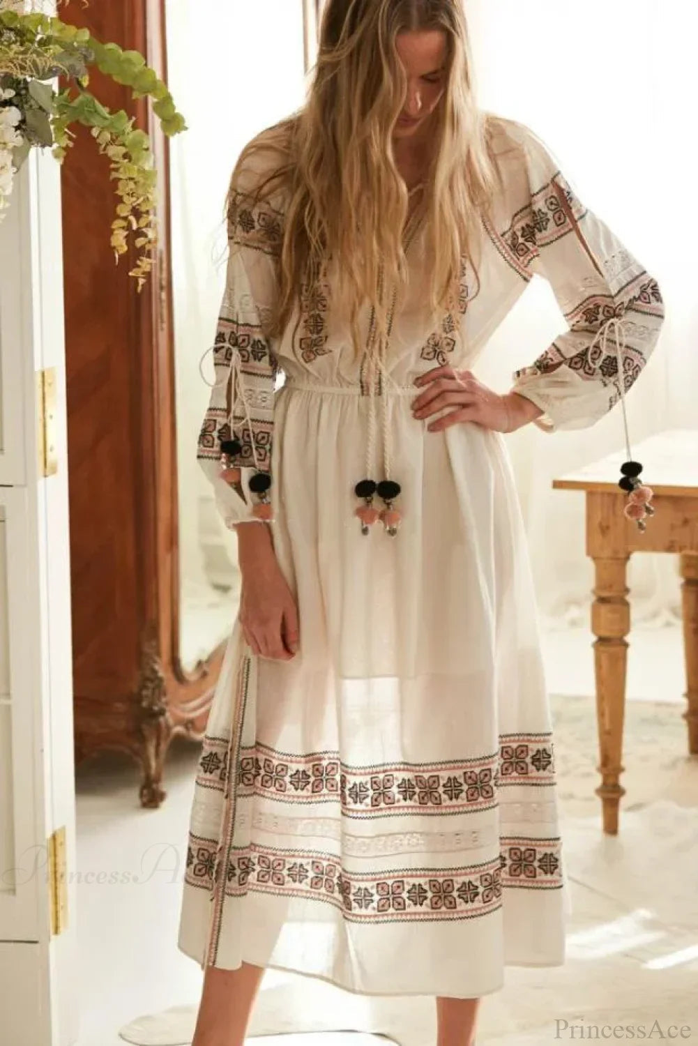 Blue/white Cotton Rayon Maxi Dress