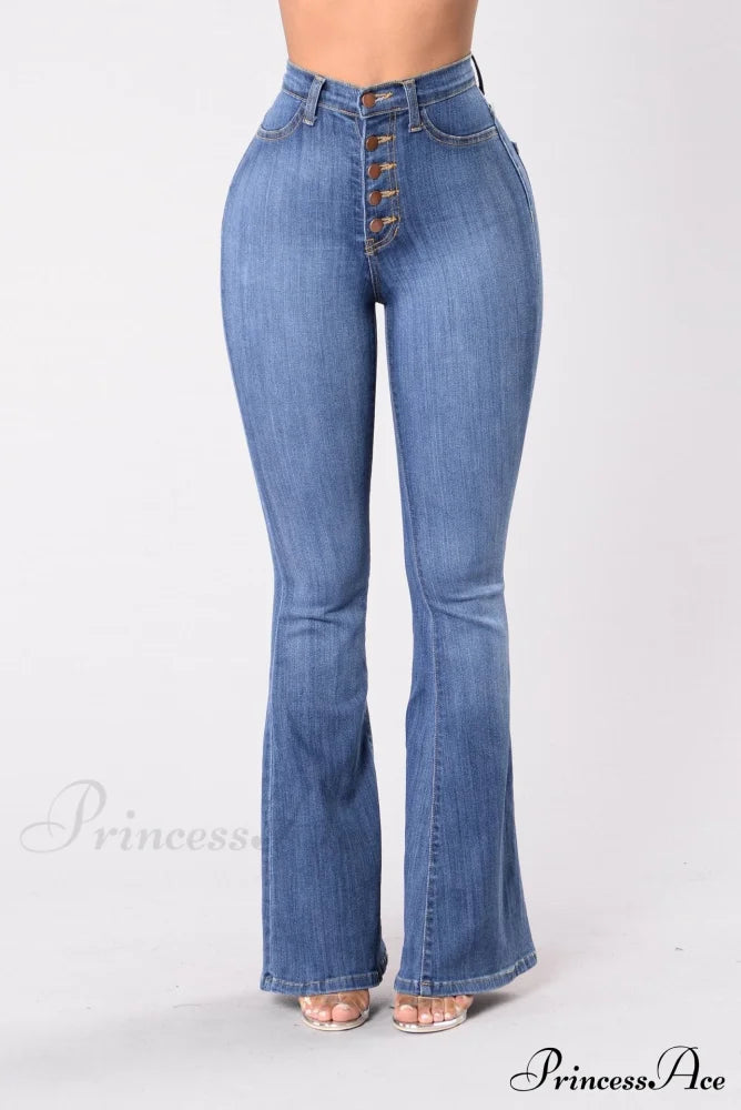 Bottom Denim Waist Flare Warm-season Jean Push Bell Lady for Trousers High Pants Skinny Up Jeans Spring