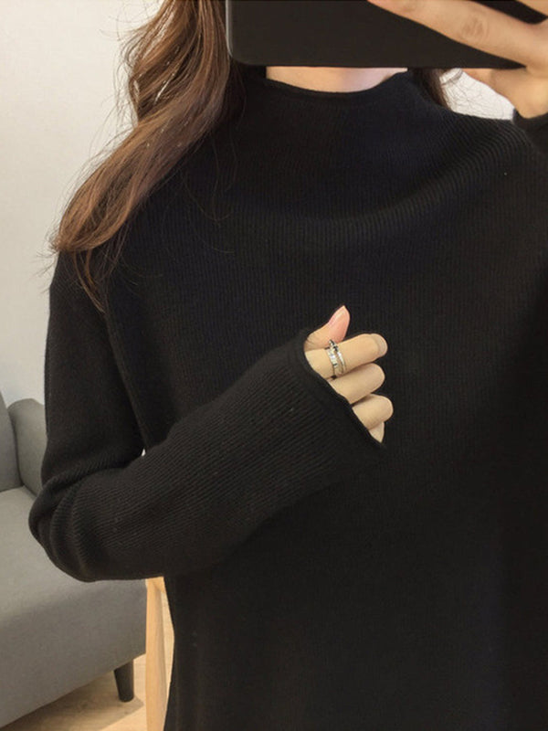 Purple Half Turtleneck Long Sleeve Sweater An1049