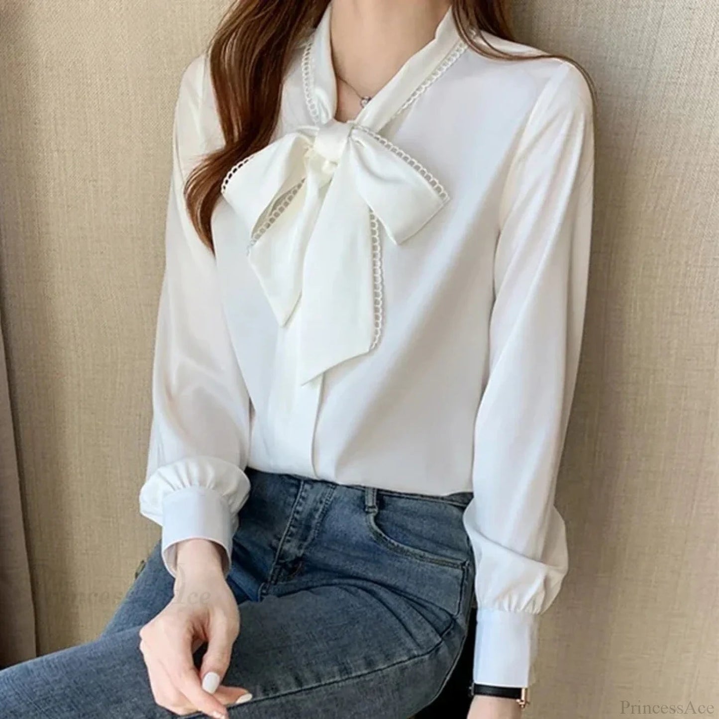 Satin Chiffon Blue Blouse