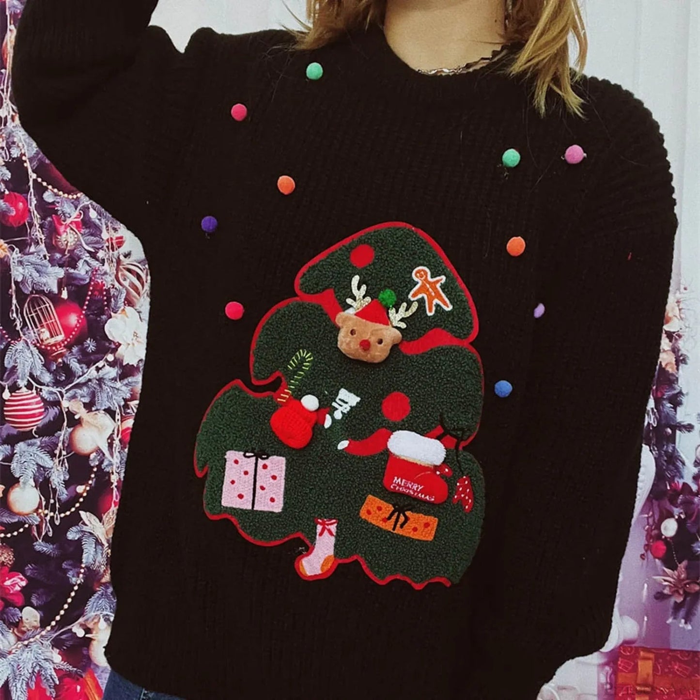 Christmas Handmade Decoration Tree Closet Staples Work Pullover Christmas Sweater