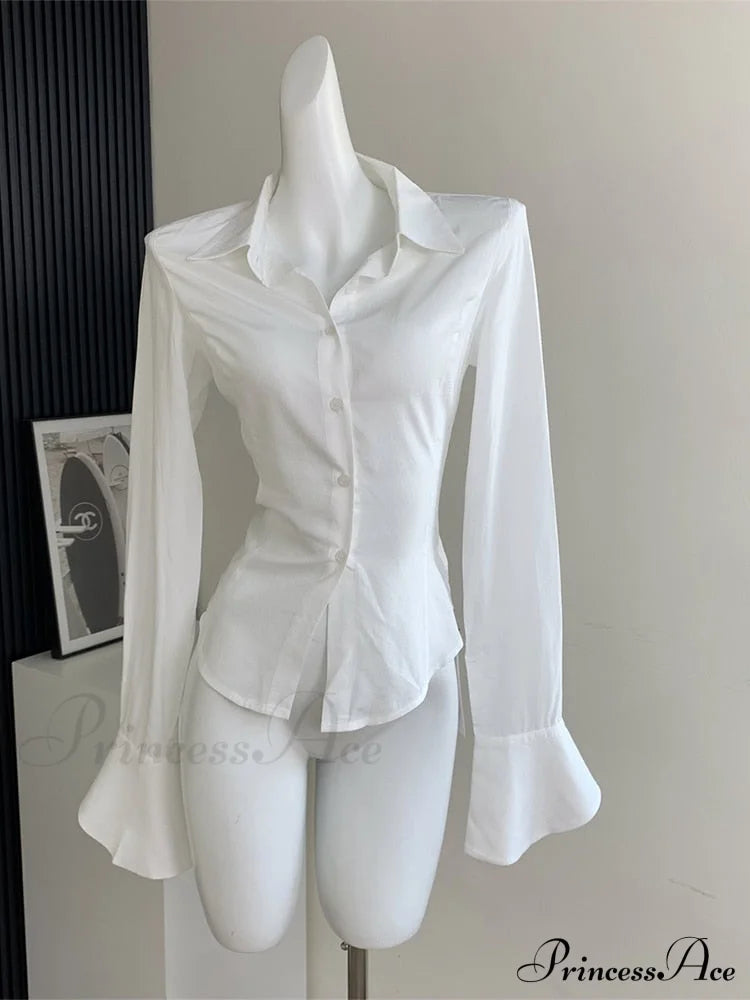 Color Chiffon With Slim Blouse Flare Design Arm Retro for Tunic
