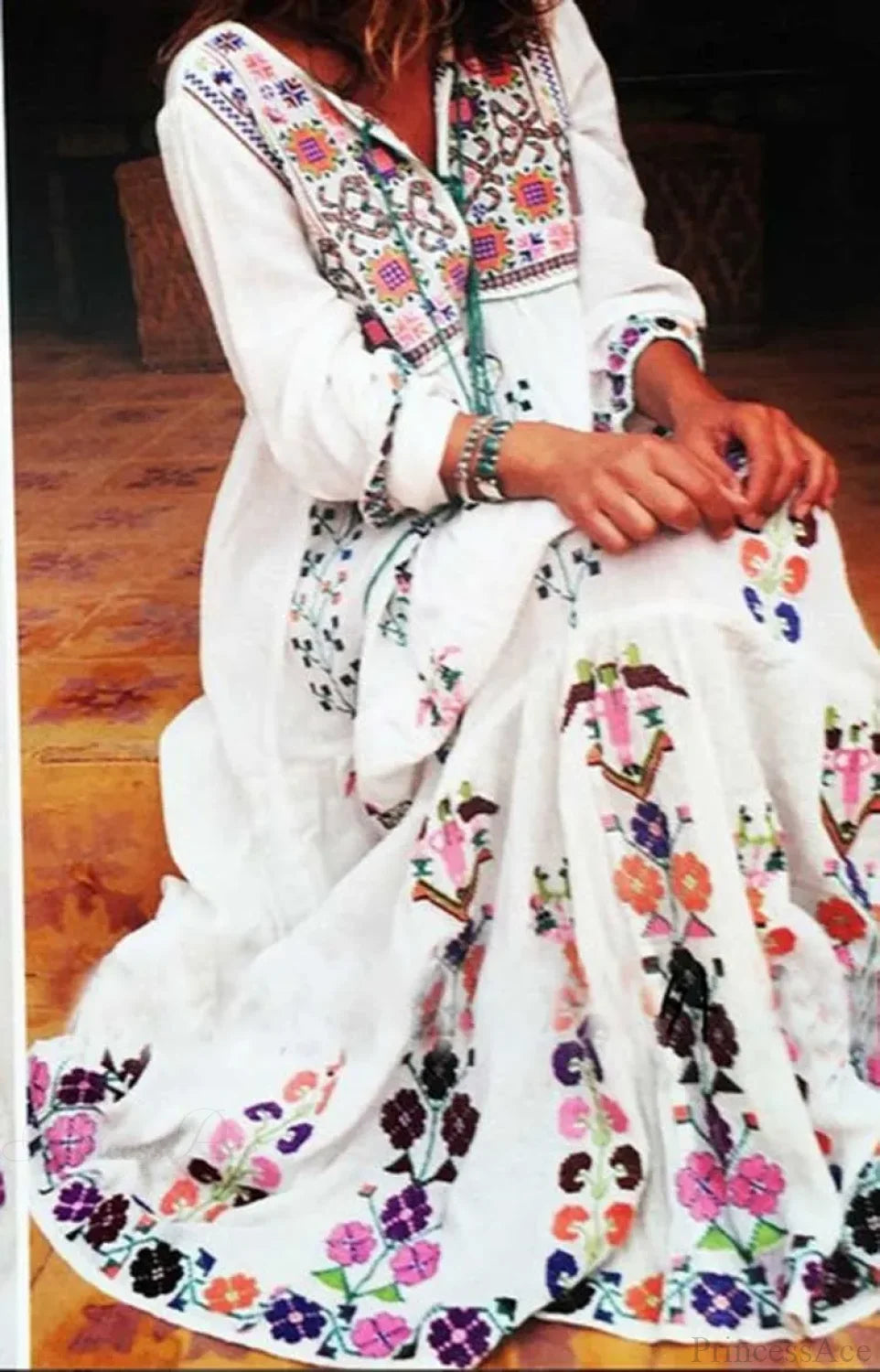 Cotton Embroidered Maxi Dress