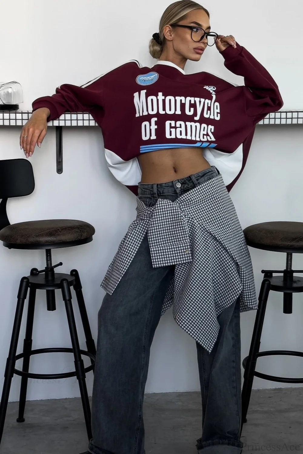 Crew Neck Letter Printed Oversized Sweatshirt