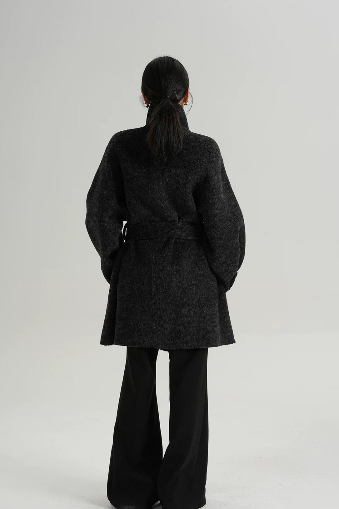 Wool Warm Loose Mock-neck Coat