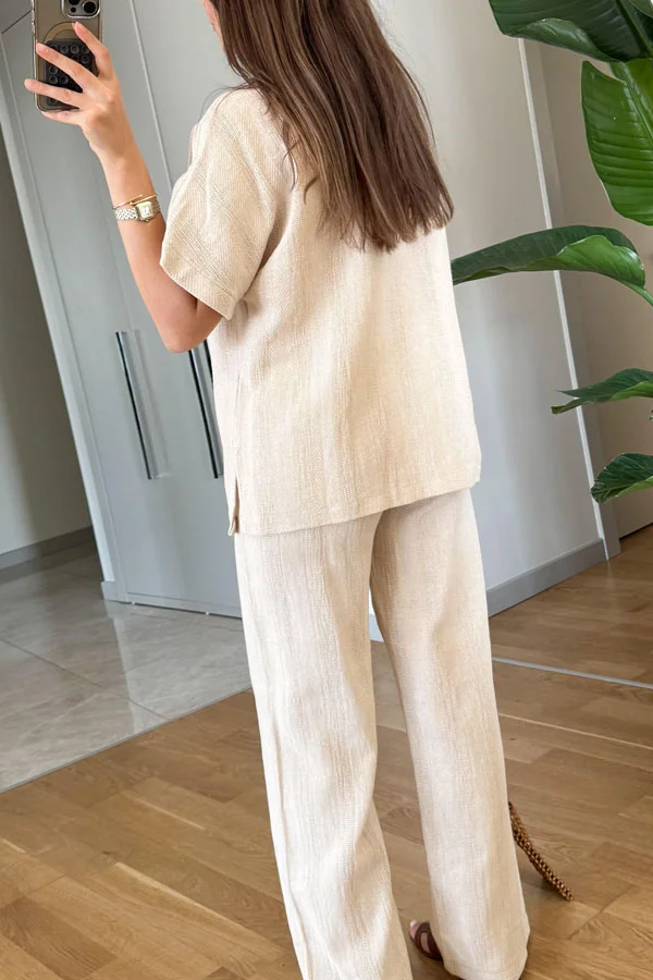 V-neck Short Sleeves \u0026 Pants Two-piece Set