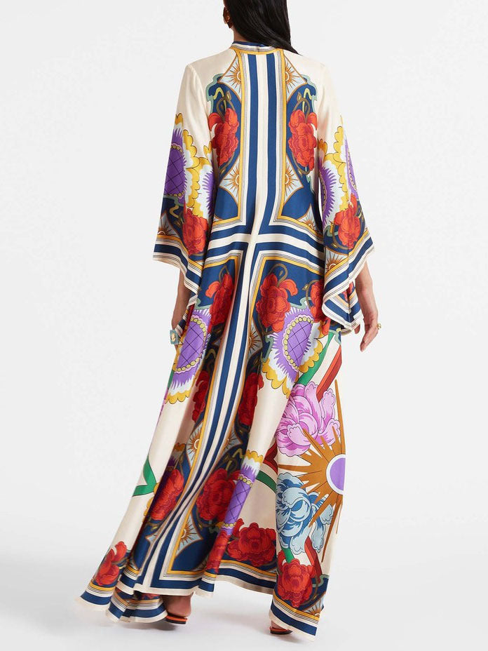Unique Print Flowing Maxi Dress